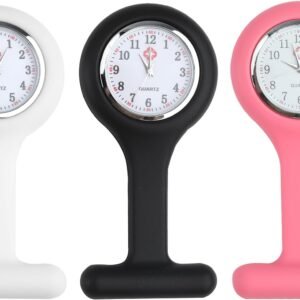 Nazaz Montre à Gousset d'Infirmière 3Pcs, Montre Trotteuse en Silicone avec Broche, Convient aux infirmières et Autres Professionnels de la santé,Précis et Facile à Lire, Facile à Transporter[3]