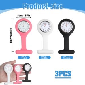 Alternative view of Nazaz Montre à Gousset d'Infirmière 3Pcs, Montre Trotteuse en Silicone avec Broche, Convient aux infirmières et Autres Professionnels de la santé,Précis et Facile à Lire, Facile à Transporter[3]