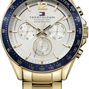 Tommy Hilfiger Montre Multifonction Quartz Homme - Cadran Argenté Blanc, 3 sous-Cadrans, Bracelet en Acier Inoxydable ou en Cuir, Résistante à l'eau 5ATM
