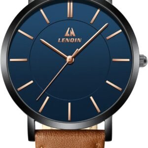 LN LENQIN Montres Hommes Montres pour Hommes Montre Analogique à Quartz 30M Waterproof Montres Poignets Hommes Montre Fashion Business Homme Designer Bracelet Cuir