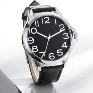 Alternative view of Montre Homme pour Grand Cadran Numérique en Cuir étanche Chiffres Arabes Classique Montre à Quartz pour Homme