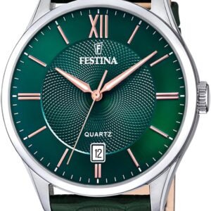 Alternative view of Festina Montre Homme Analogique en Cuir Vert - Mouvement Quartz - Calendrier - Verre Minéral Haute Résistance - Étanche 5 ATM - Élégante et Classique F20426/7