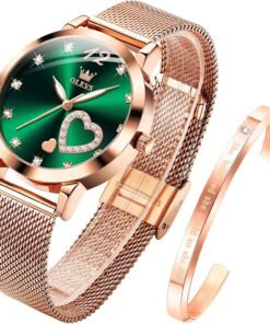 OLEVS Womens Watch Gift Set avec Bracelet Rose Gold Ladies Minimaliste Minimaliste Slim Robe DéContractéE Analogique Montre à Quartz ImperméAble