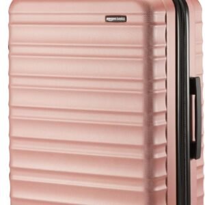 Amazon Basics Valise Rigide, Extensible et Taille Moyenne (68 cm), Coque en ABS Anti-rayures, 4 Roulettes Pivotantes, Or Rosé