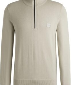 BOSS Hommes Kanobix S Pull en Coton et Cachemire avec Encolure zippée