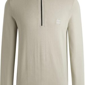 BOSS Hommes Kanobix S Pull en Coton et Cachemire avec Encolure zippée