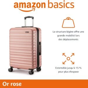 Alternative view of Amazon Basics Valise Rigide, Extensible et Taille Moyenne (68 cm), Coque en ABS Anti-rayures, 4 Roulettes Pivotantes, Or Rosé