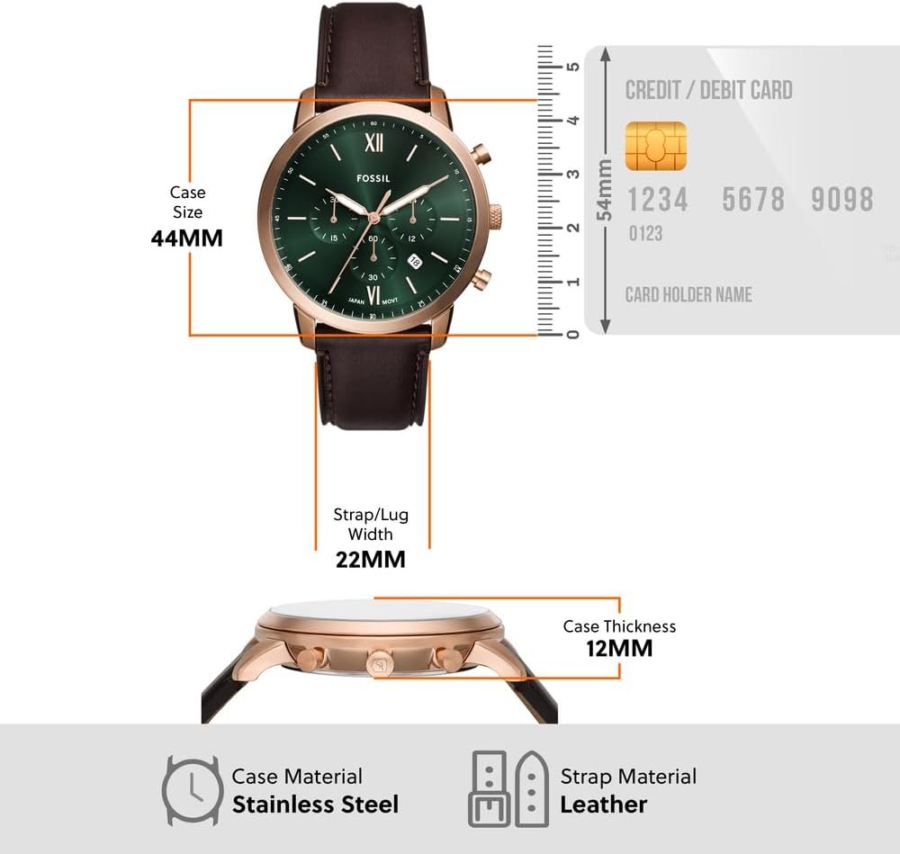 Fossil Montre Neutra pour Homme, Mouvement chronographe à Quartz avec Bracelet en Cuir – Image 5