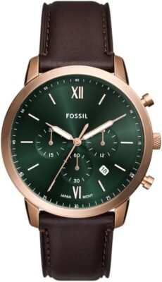 Fossil Montre Neutra pour Homme, Mouvement chronographe à Quartz avec Bracelet en Cuir