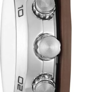 Alternative view of Fossil Montre pour Homme Coachman, Mouvement chronographe à Quartz, boîtier en Acier Inoxydable argenté de 45 mm avec Bracelet en Cuir véritable, CH2564