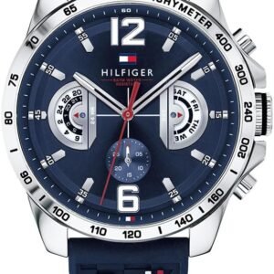 Tommy Hilfiger Montre Analogique Multifonction Quartz pour Hommes avec Bracelet en Silicone, en Acier Inoxydable ou en Cuir, sous-Cadrans pour Le Jour et la Date, Étanche jusqu'à 5ATM