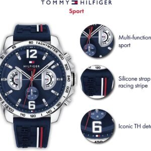 Alternative view of Tommy Hilfiger Montre Analogique Multifonction Quartz pour Hommes avec Bracelet en Silicone, en Acier Inoxydable ou en Cuir, sous-Cadrans pour Le Jour et la Date, Étanche jusqu'à 5ATM