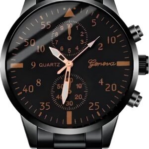 Retoo Montre Homme, Montre Analogiques, Diamètre du Boîtier 40 mm, Acier Inoxydable, Mécanisme À Quartz, Classique Entreprise Homme, Noir - Marron Doré, pour Les Restaurants, Les Bureaux, Les Églises