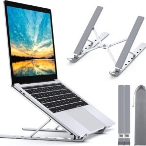 Babacom Support Ordinateur Portable, Support PC Portable à 5 Niveaux Réglables, Refroidisseur en Aluminium Ventilé Compatible avec MacBook, Lenovo, Autres Laptops Tablettes Moniteurs 10” - 15.6”