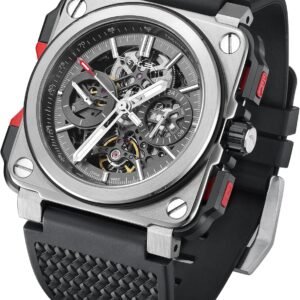 Montre Automatique Carrée pour Hommes Squelette Montre Mécanique Homme Analogique Saphir Cristal Étanche 10 ATM - FM507